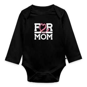 For my mom Pink Ribbon Breast Cancer Awareness Bea - Baby Bio-Langarm-Body - Schwarz - Vorne