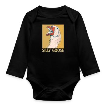 Silly Goose Alberne Gans Humour - Body Bébé bio manches longues - noir - Devant
