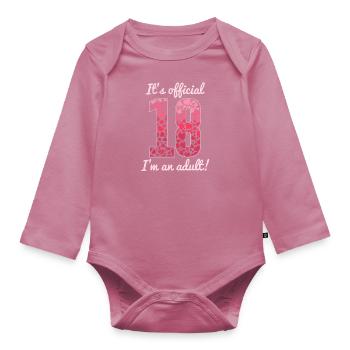 18 years birthday girl 18th birthday - Organic Longsleeve Baby Bodysuit - mauve - Front