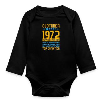 Oldtimer 1972 50th birthday 50 years - Organic Longsleeve Baby Bodysuit - black - Front