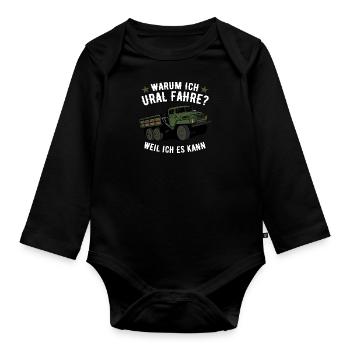 Warum ich ural fahre weil ich es kann URAL USSR - Baby Bio-Langarm-Body - Schwarz - Vorne