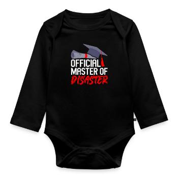 Offizieller Master of Disaster Master Abschluss - Baby Bio-Langarm-Body - Schwarz - Vorne
