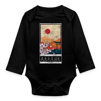 Cherry Blossoms Flowers Gardener - Organic Longsleeve Baby Bodysuit - black - Front