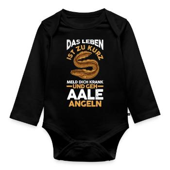 Angeln Angler Aal - Baby Bio-Langarm-Body - Schwarz - Vorne