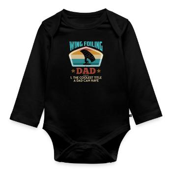Cool Wing Surfing Dad Wing Foil Wingfoil - Baby Bio-Langarm-Body - Schwarz - Vorne