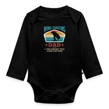 Cool Wing Surfing Dad Wing Foil Wingfoil - Baby Bio-Langarm-Body - Schwarz - Vorne