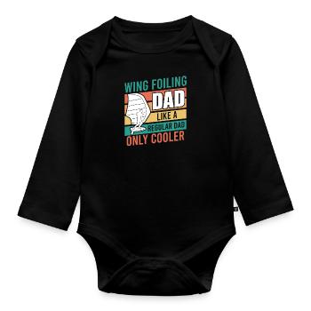 Wing Surfing Dad Wing Foil Papa Vatertag - Baby Bio-Langarm-Body - Schwarz - Vorne