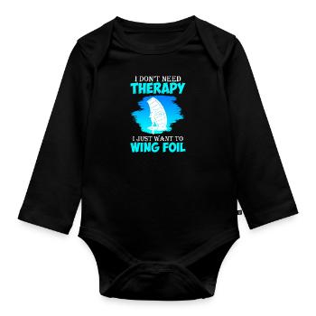 No therapy only Wing Foilen Wingfoil - Organic Longsleeve Baby Bodysuit - black - Front