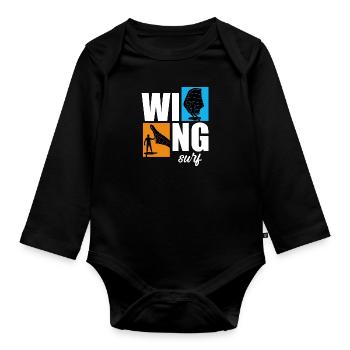 Wing Surf Wingfoil Wingsurf Retro - Organic Longsleeve Baby Bodysuit - black - Front