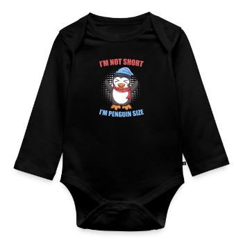 Nicht klein nur Pinguin Größe Penguin Size - Baby Bio-Langarm-Body - Schwarz - Vorne