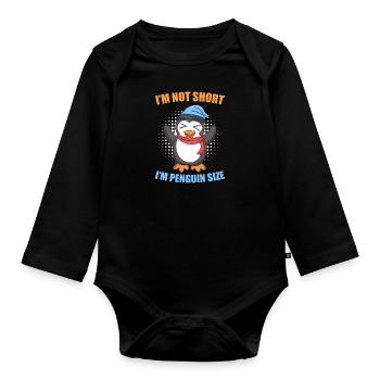 Nicht klein nur Pinguin Größe Penguin Size - Baby Bio-Langarm-Body - Schwarz - Vorne