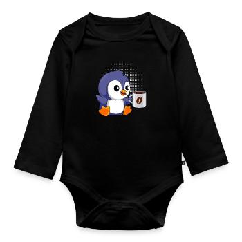 Café Pingouin Bébé Pingouin Café Junkie - Body Bébé bio manches longues - noir - Devant