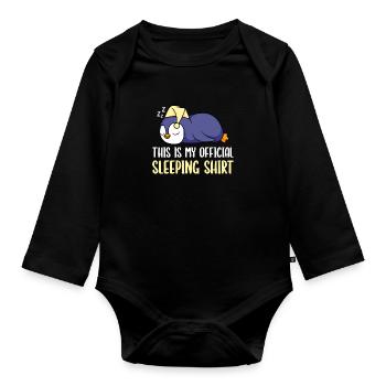 Penguin Sleep Shirt Official Sleep Shirt - Organic Longsleeve Baby Bodysuit - black - Front