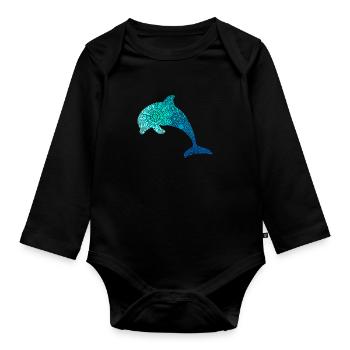Dolphin Mandala Plongeurs - Body Bébé bio manches longues - noir - Devant