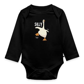 Oie idiote - Body Bébé bio manches longues - noir - Devant