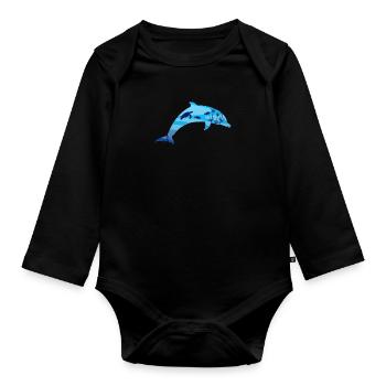 Dolphin Underwater World Diving Plongeurs - Body Bébé bio manches longues - noir - Devant