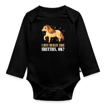 J’aime vraiment les shetties ok Horse Rider - Body Bébé bio manches longues - noir - Devant