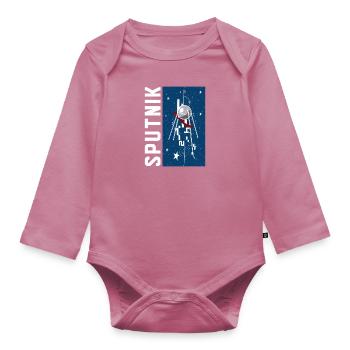USSR Sowjetisch Sternen Gagarin Sputnik Vintage - Baby Bio-Langarm-Body - Mauve - Vorne