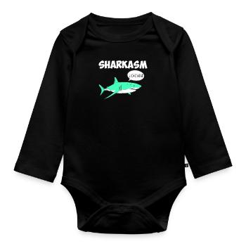Sharkasm Sarcasme Requin Ironie Végétarien - Body Bébé bio manches longues - noir - Devant