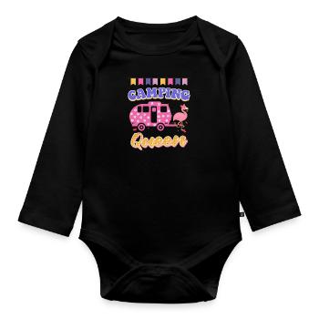 Flamingo Camping Queen Camper Femmes - Body Bébé bio manches longues - noir - Devant