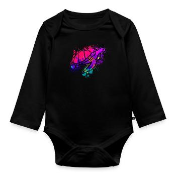Moderne Kunst Schildkröte Taucher - Baby Bio-Langarm-Body - Schwarz - Vorne