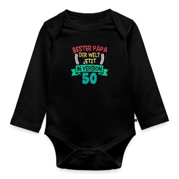 50. Geburtstag Papa 50 Jahre - Baby Bio-Langarm-Body - Schwarz - Vorne