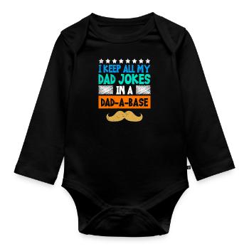 Je garde toutes mes blagues de papa dans un Papa Witze de papa de base - Body Bébé bio manches longues - noir - Devant