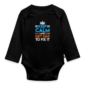 Get Dad to fix it Papa fixes the - Organic Longsleeve Baby Bodysuit - black - Front