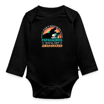 Ne jouez pas avec Papasaurus, vous vous faites jurrasskicked - Body Bébé bio manches longues - noir - Devant