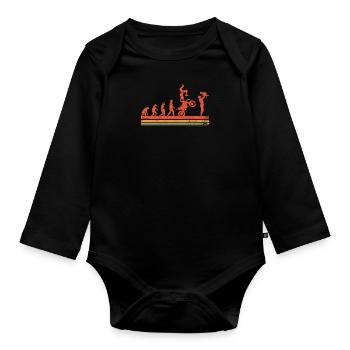 Biker Papa Evolution Motocross Motorradfahrer - Baby Bio-Langarm-Body - Schwarz - Vorne