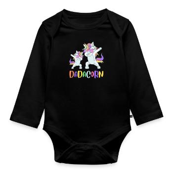 Papa Licorne Dabbing Dadacorn - Body Bébé bio manches longues - noir - Devant
