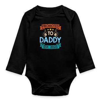 Promu papa 2023 expectant papa 2023 - Body Bébé bio manches longues - noir - Devant