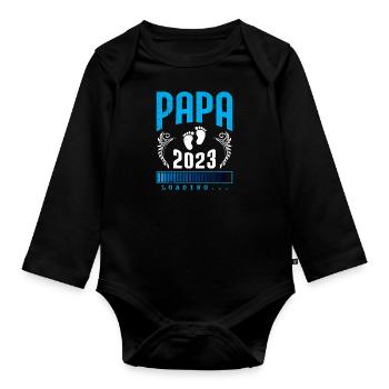 Papa 2023 loading werdender Papa 2023 - Baby Bio-Langarm-Body - Schwarz - Vorne