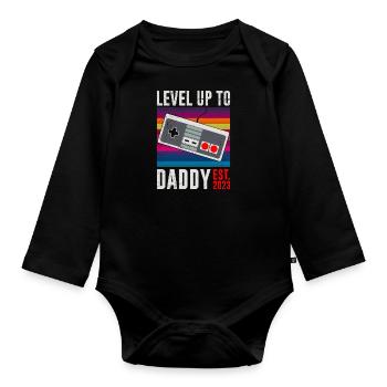 Level up to Daddy 2023 Dad-to-be - Organic Longsleeve Baby Bodysuit - black - Front