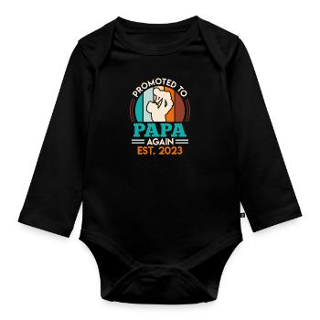 Zweites Kind 2023 Zweifacher Papa 2 Kinder Vater - Baby Bio-Langarm-Body - Schwarz - Vorne