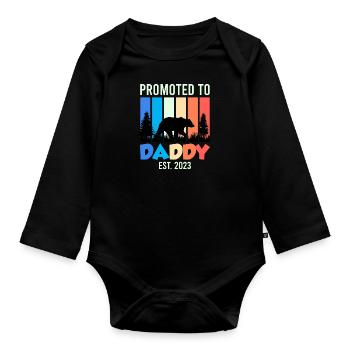 Promu papa 2023 expectant papa 2023 - Body Bébé bio manches longues - noir - Devant