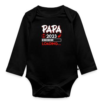 Papa 2023 loading Dad-to-be Father 2023 - Organic Longsleeve Baby Bodysuit - black - Front