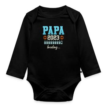 Papa 2023 loading Dad-to-be Father 2023 - Organic Longsleeve Baby Bodysuit - black - Front