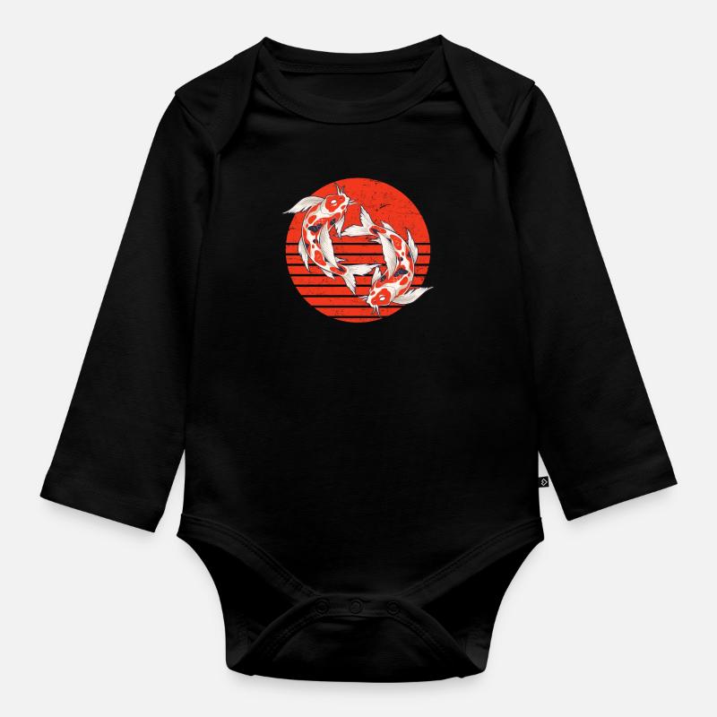 Koi Carp Koi Étang de Koi - Body Bébé bio manches longues - noir