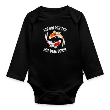 Ich bin der Typ mit dem Teich Koi Teich Koi - Baby Bio-Langarm-Body - Schwarz - Vorne