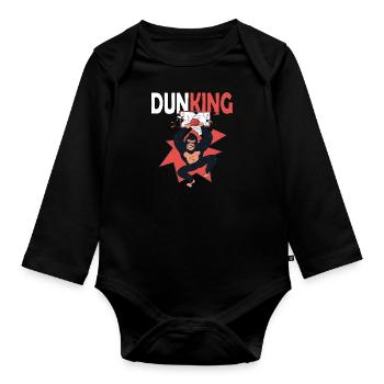 Basketball Dunking Gorilla Monkey Basket - Organic Longsleeve Baby Bodysuit - black - Front
