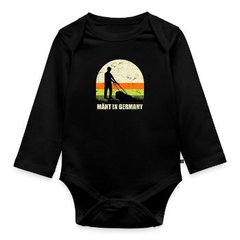 Mäht in Germany Rasenmäher Garten - Baby Bio-Langarm-Body - Schwarz - Vorne