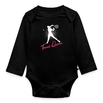 Tennis Queen Tennis Player Women's Tennis - Organic Longsleeve Baby Bodysuit - black - Front