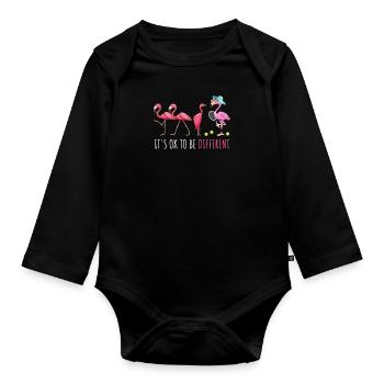 Tennis Women's Tennis Player Tennis Flamingo - Organic Longsleeve Baby Bodysuit - black - Front