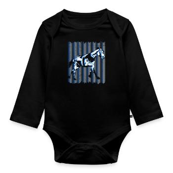 Dressage Cavaliers Cavaliers Chevaux Filles - Body Bébé bio manches longues - noir - Devant