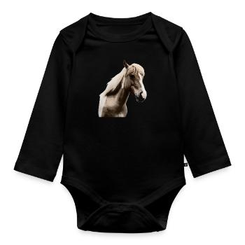 Horse Riding Pony Rider Horsegirl - Organic Longsleeve Baby Bodysuit - black - Front