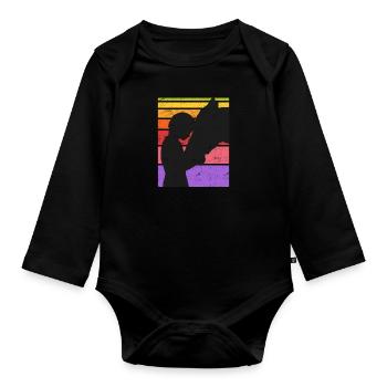 Cavalier Cheval Amour Chevaux Filles Sport équestre - Body Bébé bio manches longues - noir - Devant