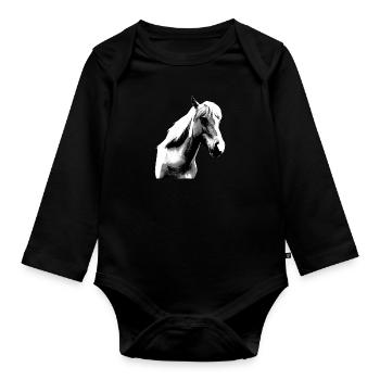 Horse Riding Pony Rider Horsegirl - Organic Longsleeve Baby Bodysuit - black - Front