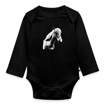 Horse Riding Pony Rider Horsegirl - Organic Longsleeve Baby Bodysuit - black - Front