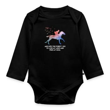 Reiter Zitat Reitsport Pferde Mädchen - Baby Bio-Langarm-Body - Schwarz - Vorne